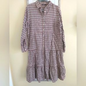 Plus Size Cream Flannel Tiered Midi Dress